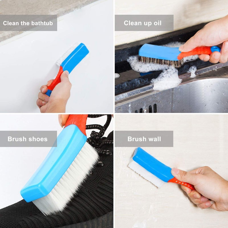 Emoly Scrub Brush Comfort Grip & Flexible Stiff Bristles Heavy Duty for Bathroom Shower Sink Carpet Floor, Blue Red - Image 5